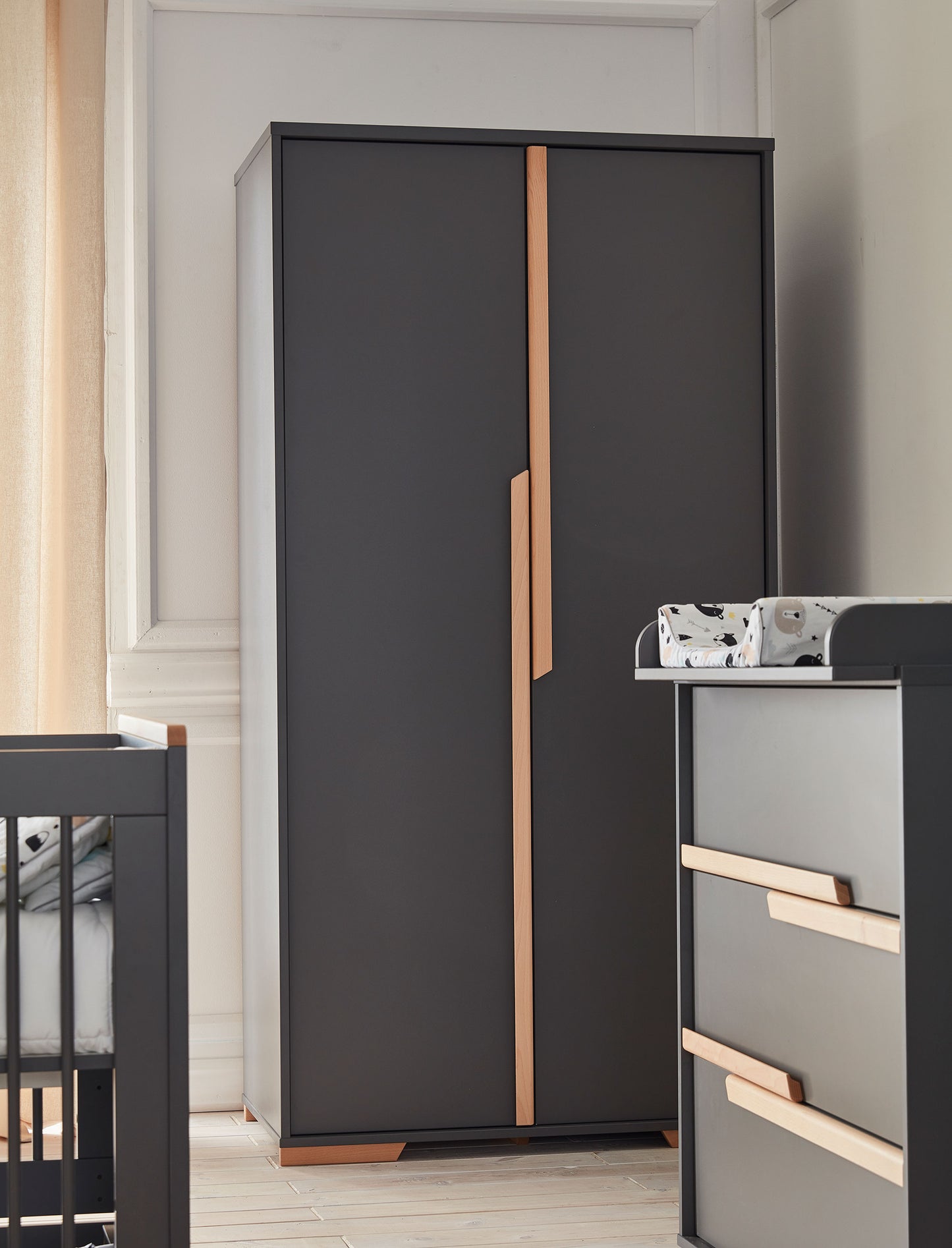 2 durvju skapis SONI 195/56/98 cm pelēks - N1 Home