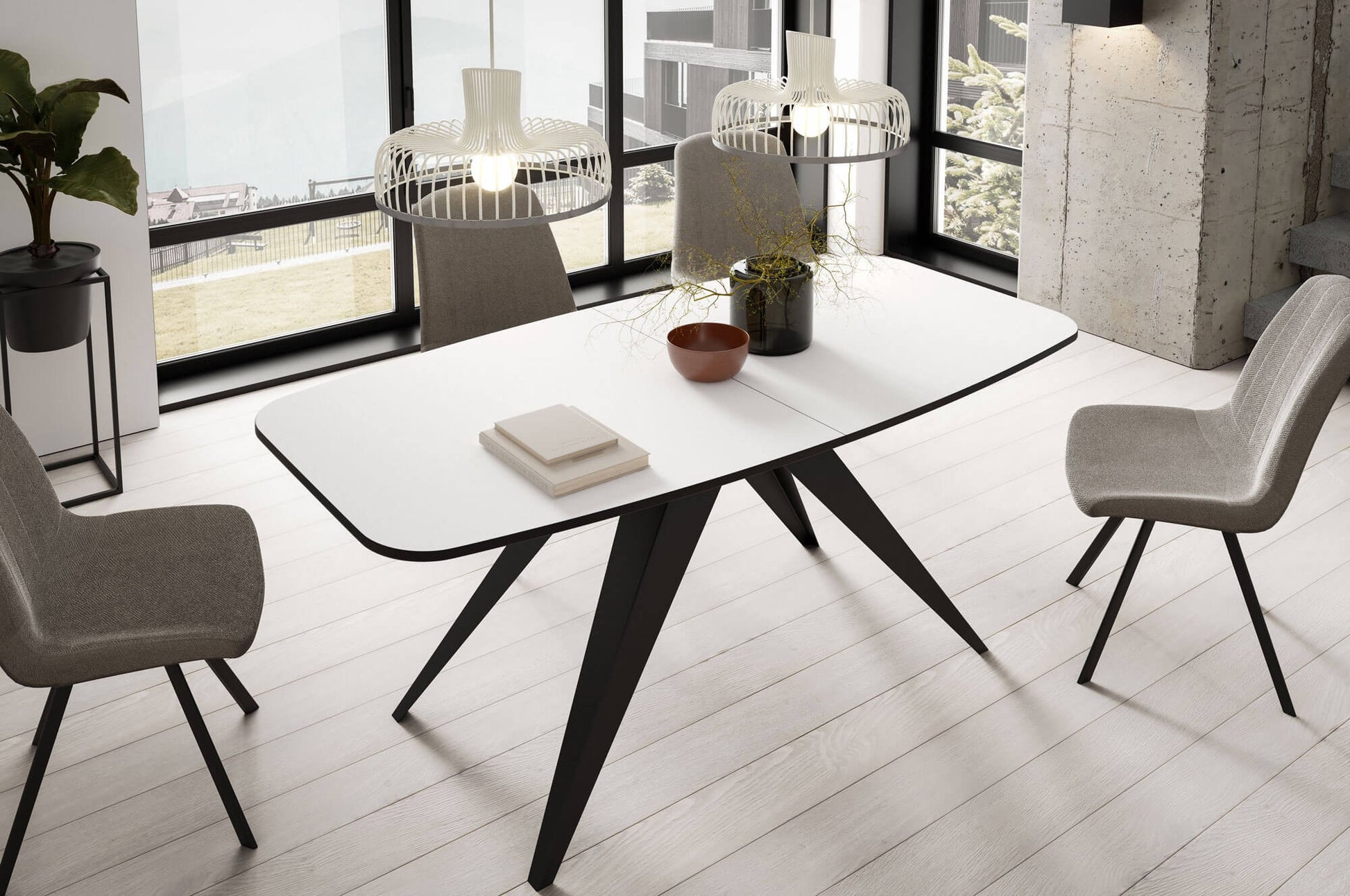 Galds Fery 76/160/80; 76/180/90 cm Arktiks balts/melns - N1 Home