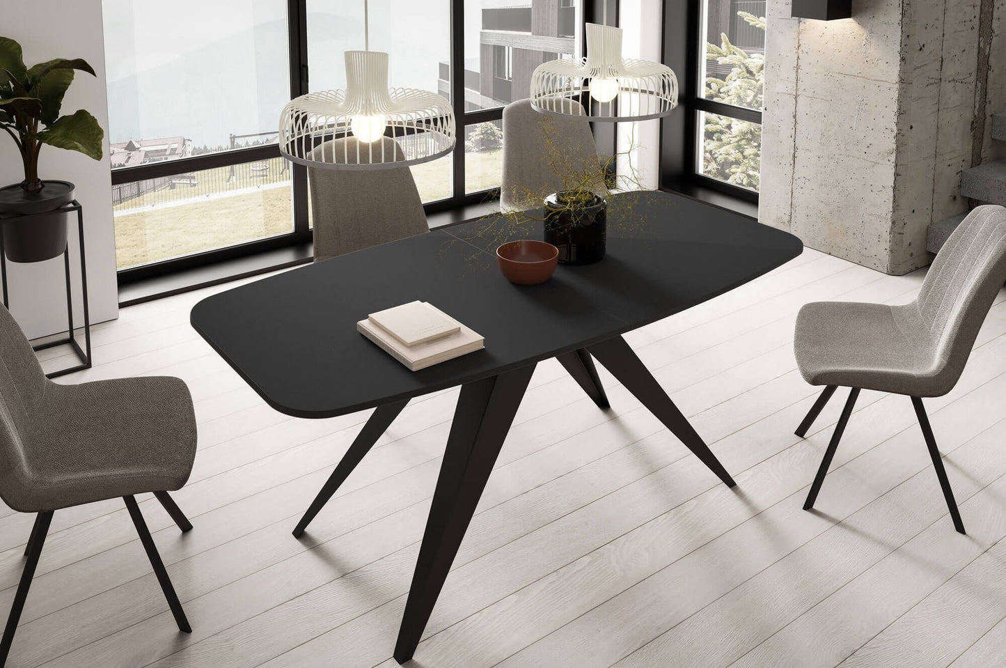 Galds Fery 76/160/80; 76/180/90 cm Cremona canollo/melns - N1 Home