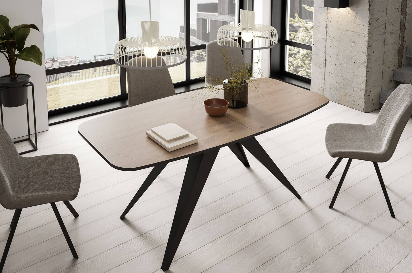 Galds Fery 76/160/80; 76/180/90 cm terrakota/melns - N1 Home