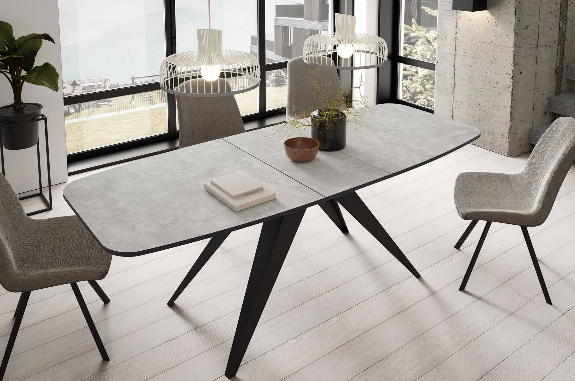 Galds Fery 76/160/80; 76/180/90 cm Bellato pelēks/melns - N1 Home