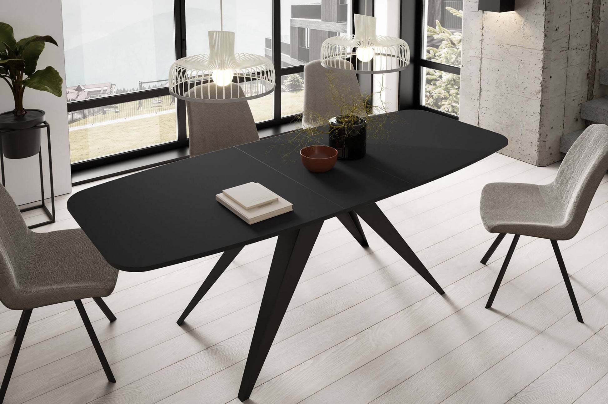 Galds Fery 76/160/80; 76/180/90 cm rieksts Franklin tobacco/melns - N1 Home