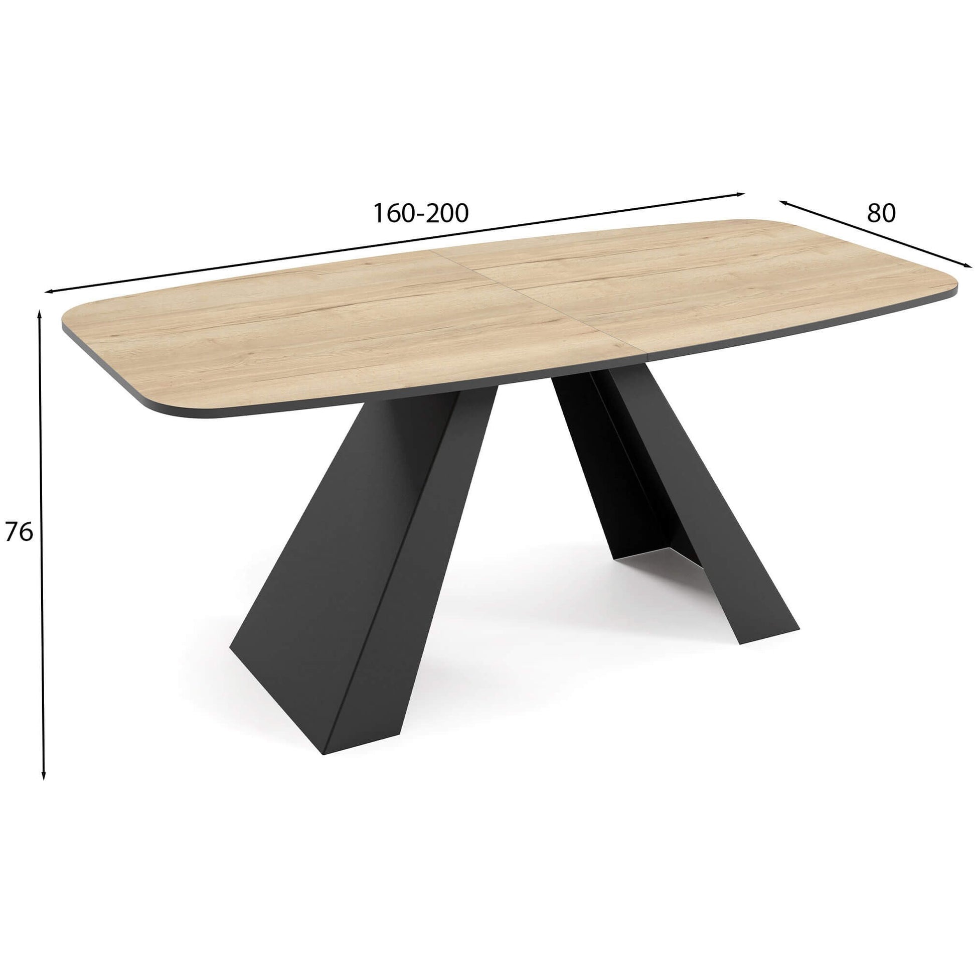 Galds Myra 160/76/80 cm Antracīts Šermans ozols - N1 Home