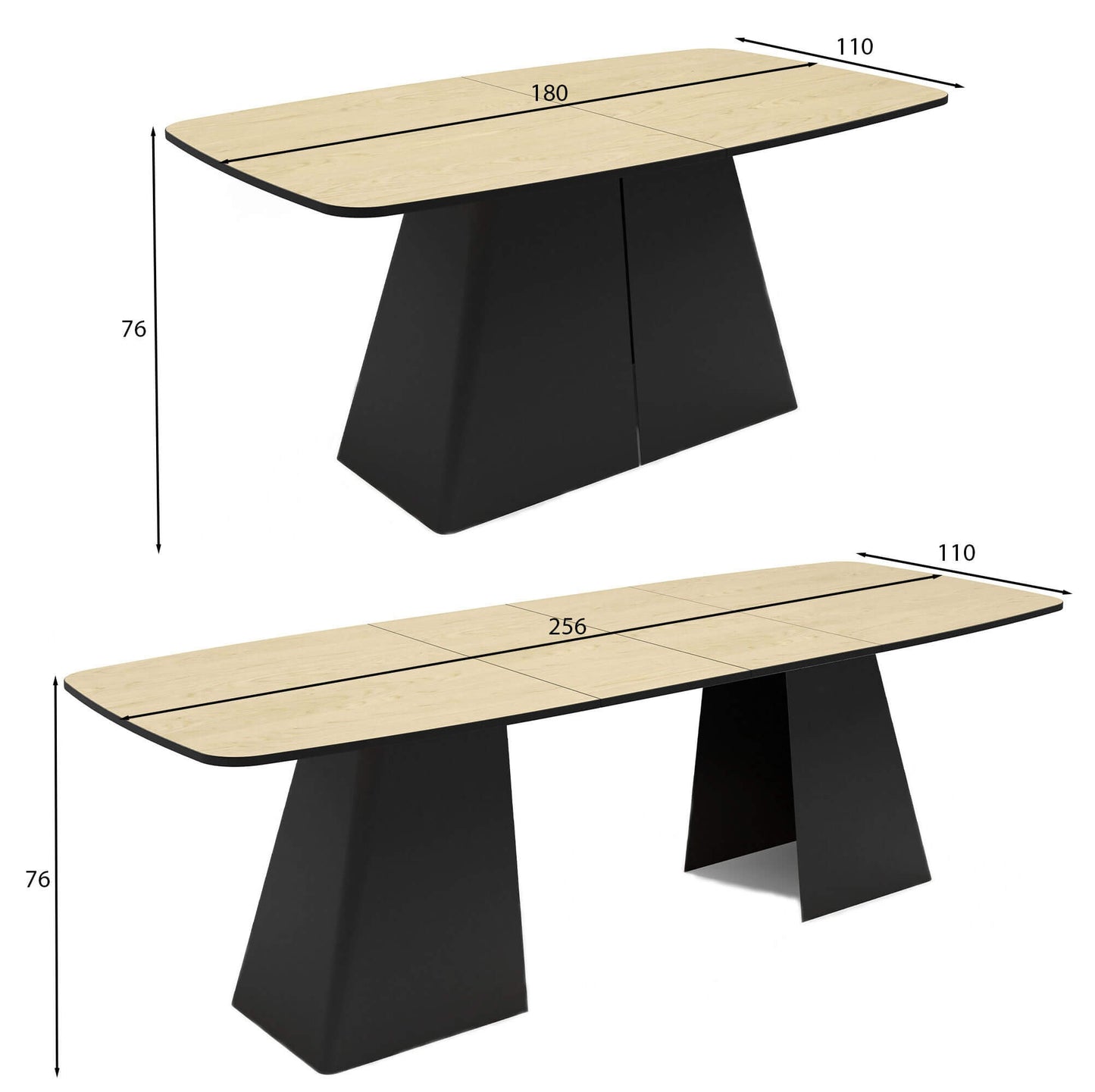 Galds Novaus 180-256/76/110 cm Kremona Kannolo - N1 Home
