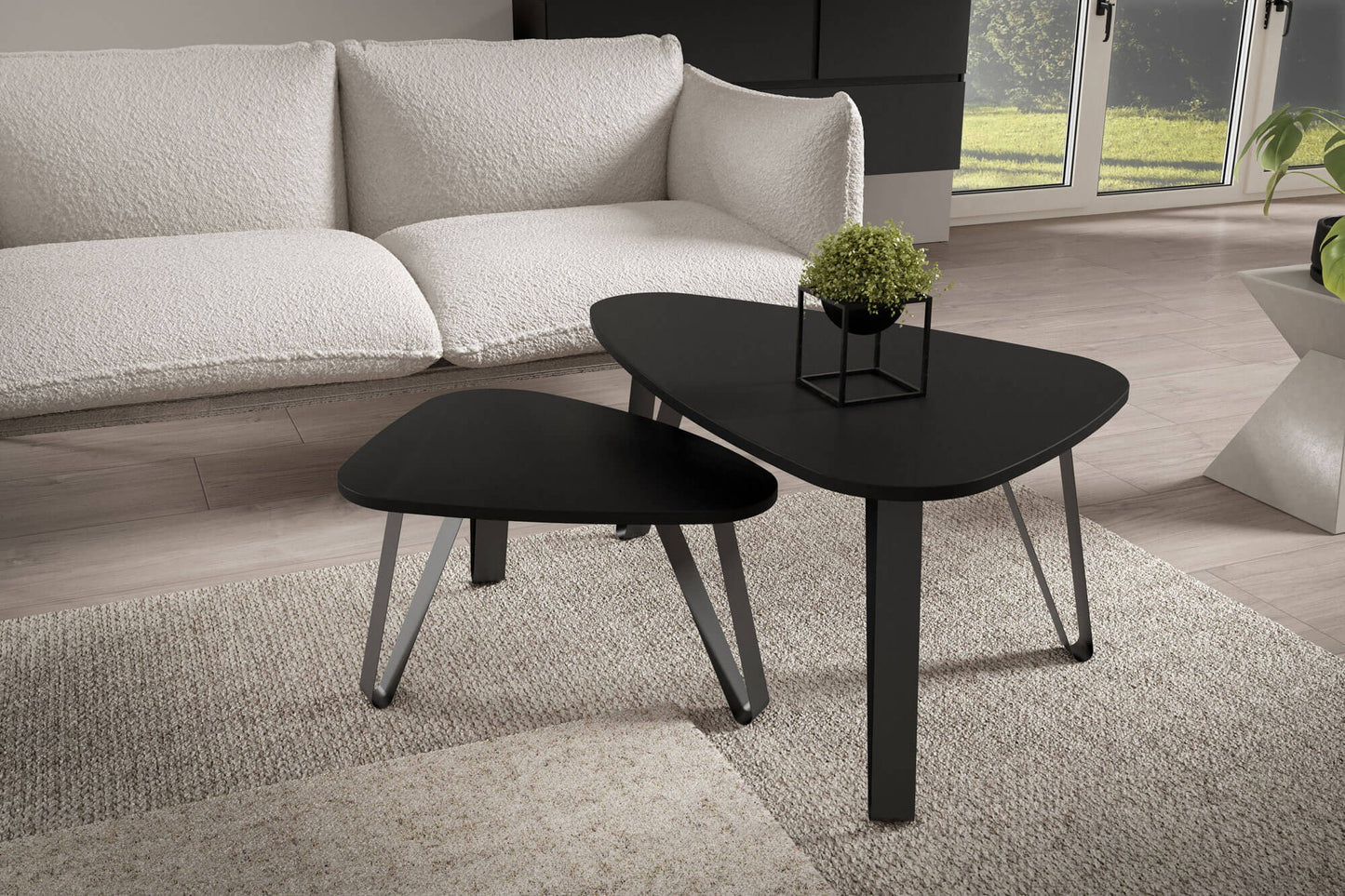 Kafijas galds (2) Ovači 94/60/42 cm Arktiks balts/melns - N1 Home