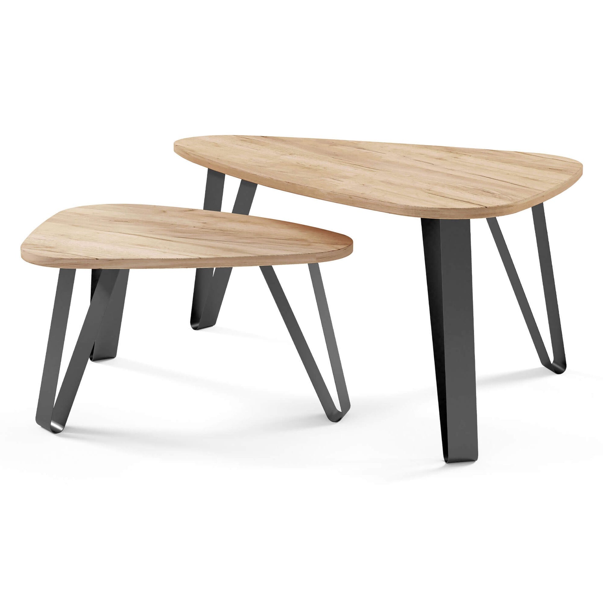 Kafijas galds (2) Ovači 94/60/42 cm kraft ozols/melns - N1 Home