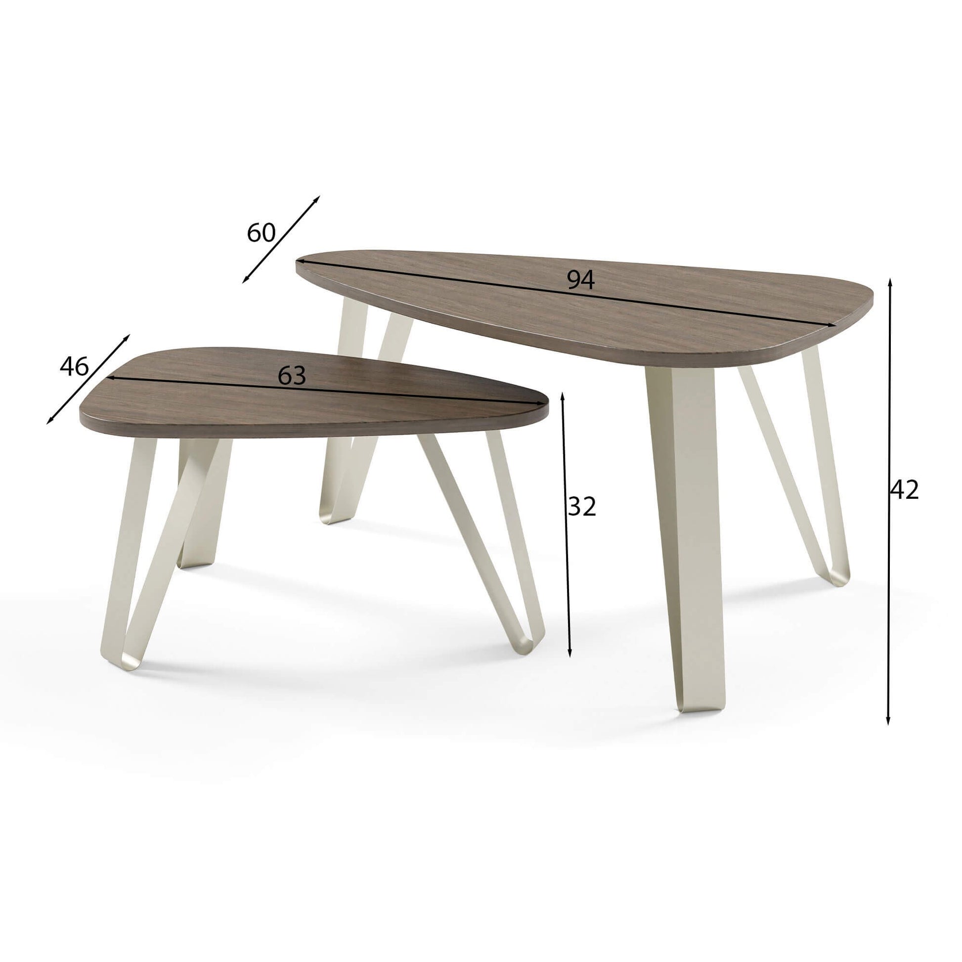 Kafijas galds (2) Ovači 94/60/42 cm melns/melns - N1 Home