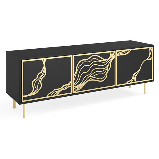 TV skapis Maros 161/38/62 cm melns/zelts - N1 Home