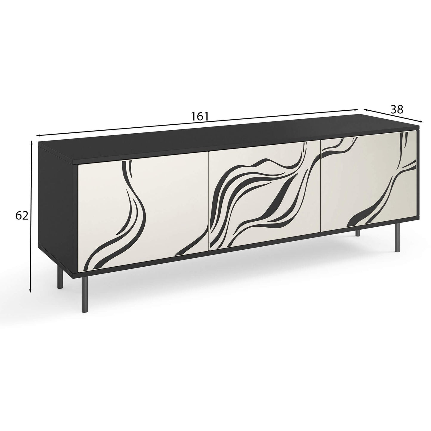 TV skapis Vinto 161/38/62 cm melns/kašmirs - N1 Home