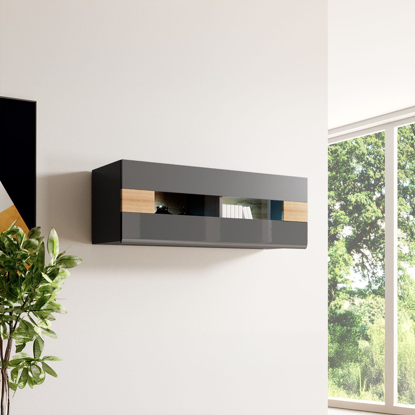 Piekarināms elements ar plauktiem Tola 131/37/45 cm antracīts/Grandson ozols - N1 Home