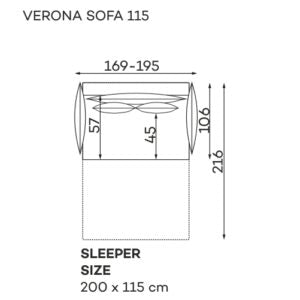 Dīvāns Verona Befame 195/98/106; 221/98/106 cm vino