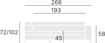 Dīvāns Vest 268/102/54 cm Matt Velvet 85 - N1 Home