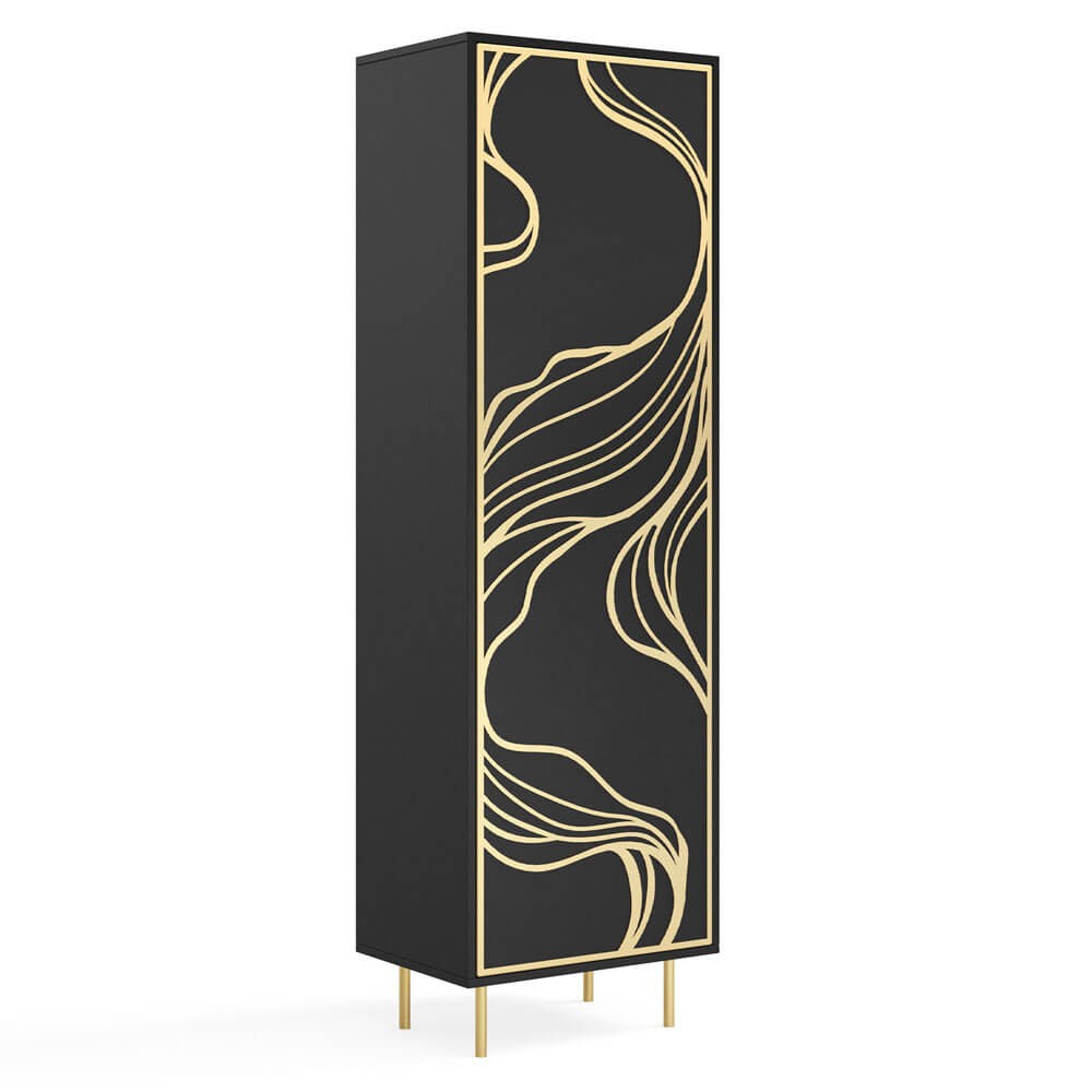 Skapis Maros 60/42/200 cm melns/zelts - N1 Home