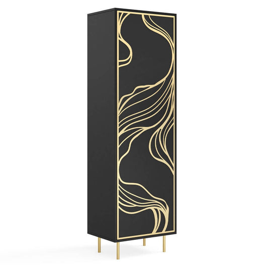 Skapis Maros 60/42/200 cm melns/zelts