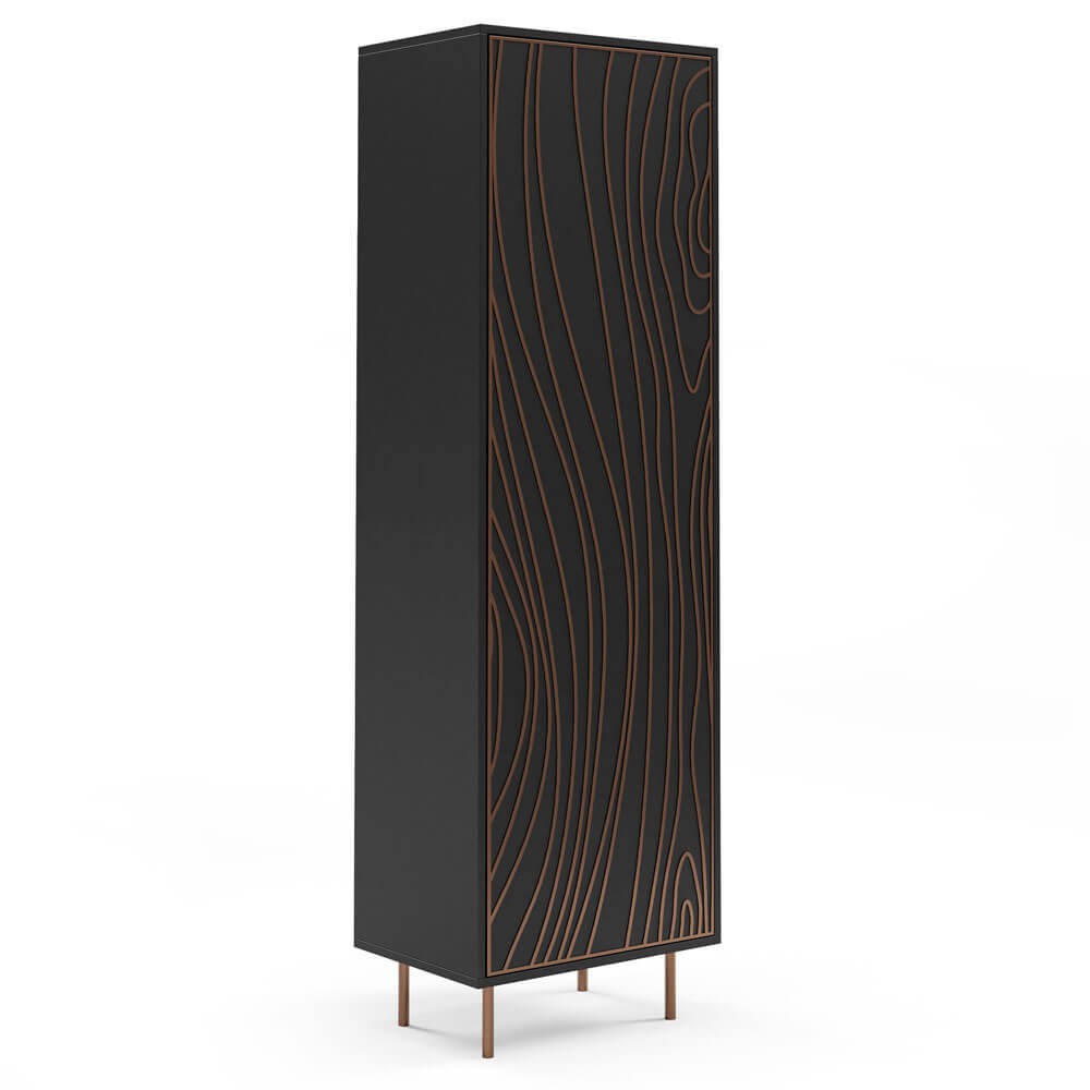 Skapis Tivas 60/200/42 cm melns/varš - N1 Home