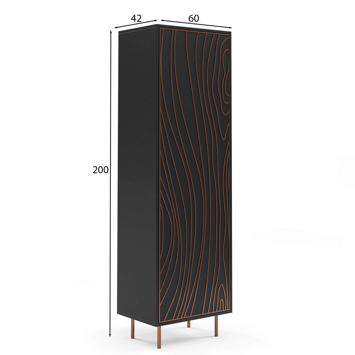 Skapis Tivas 60/200/42 cm melns/varš - N1 Home