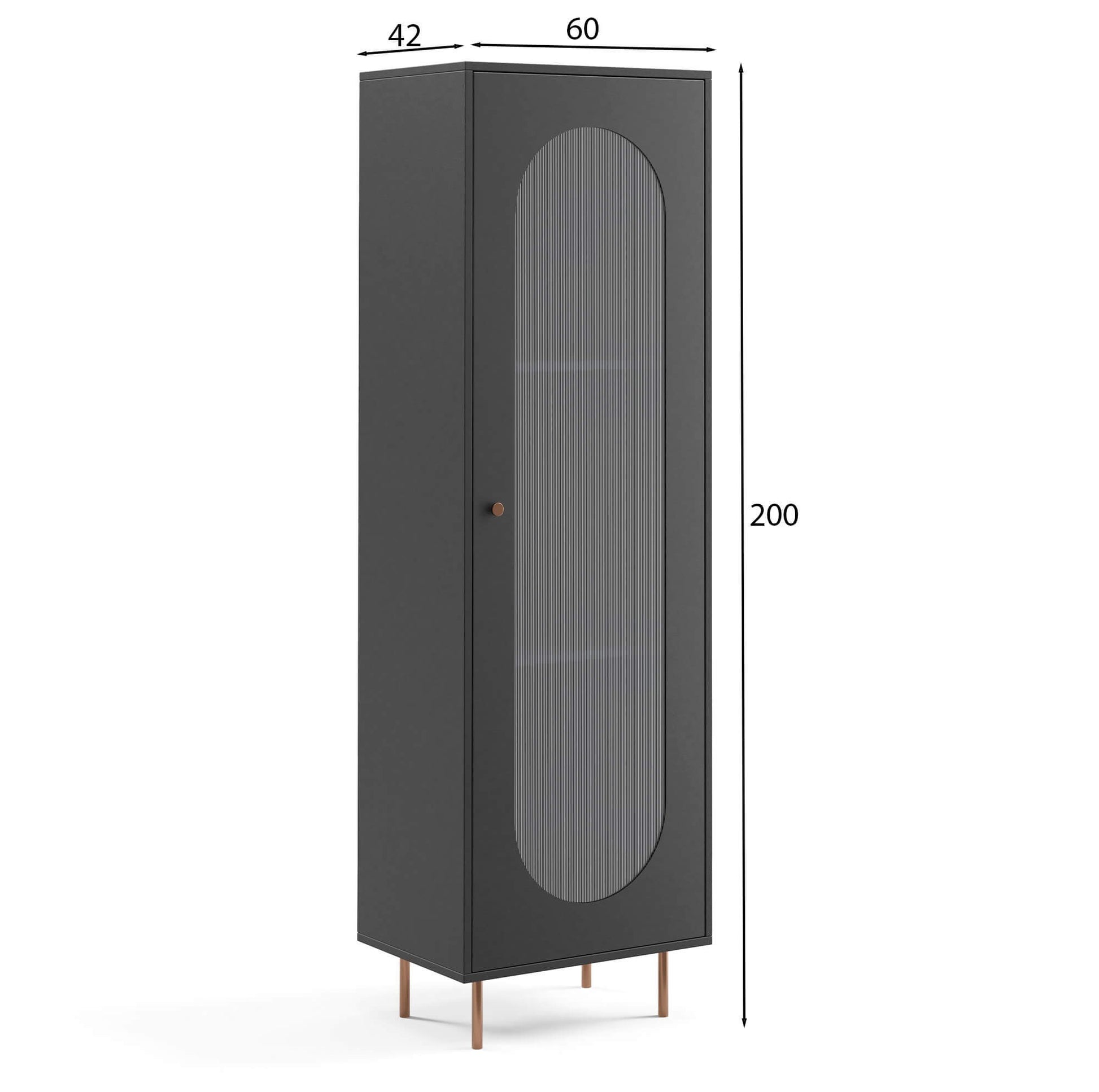 Vitrīnas skapis Volto 200/60/42 cm rieksts/varš - N1 Home