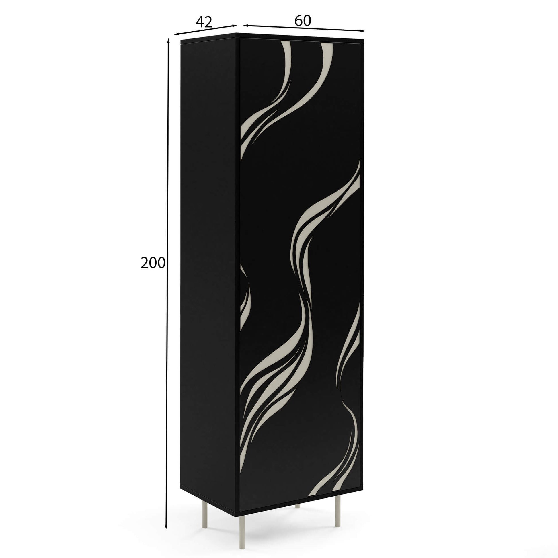 Skapis Vinto 200/60/42 cm melns - N1 Home