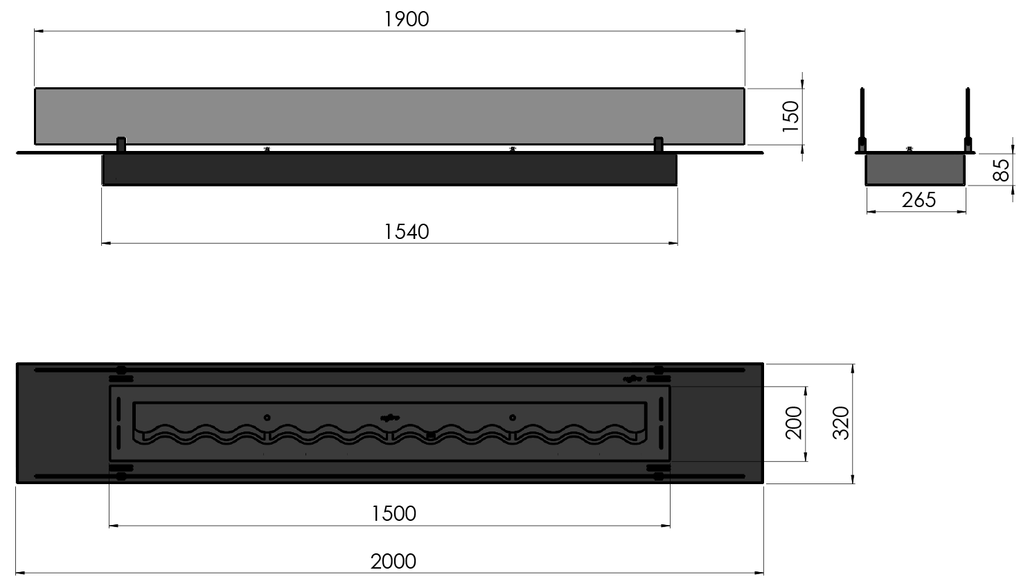 Biokamīns InseSlim 60;80;100;120;150;200/37/85 cm melns - N1 Home