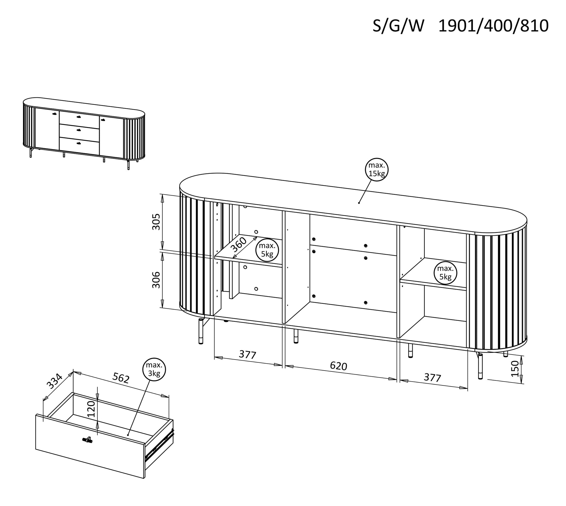 Kumode Zanto 190/40/81 cm kašmirs - N1 Home