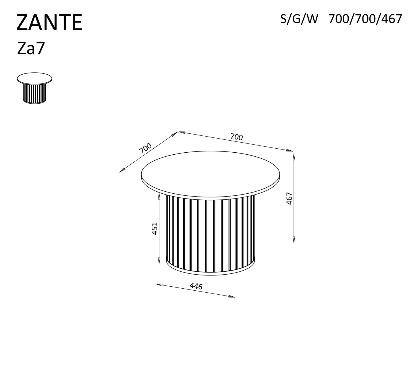 Kafijas galds Zanto 70/70/46 cm kašmirs - N1 Home