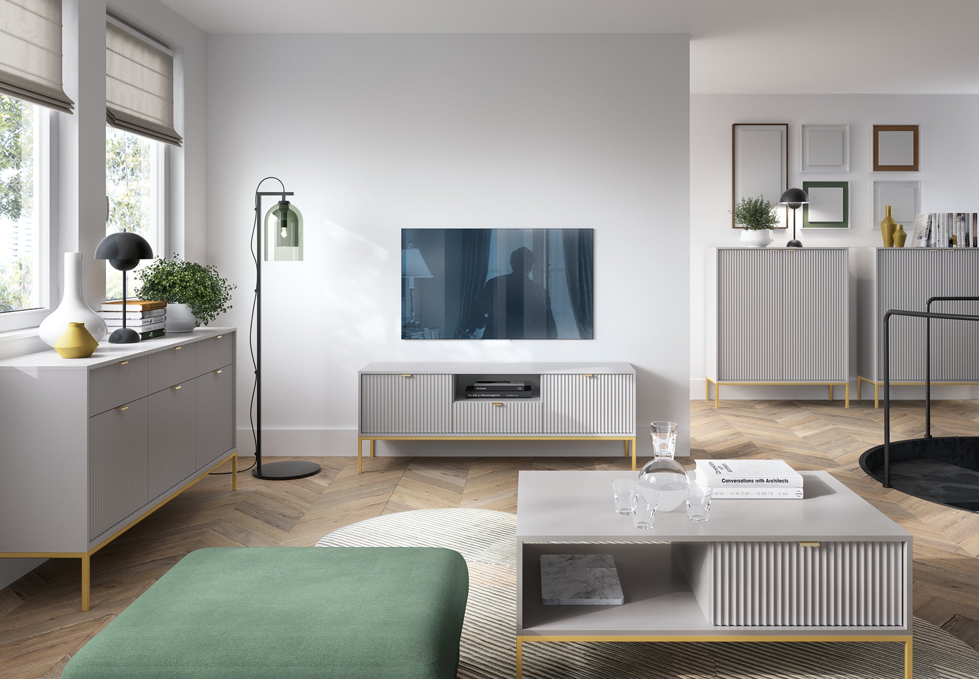 Kafijas galdiņš NV 104/46/68 cm pelēks /zelts - N1 Home