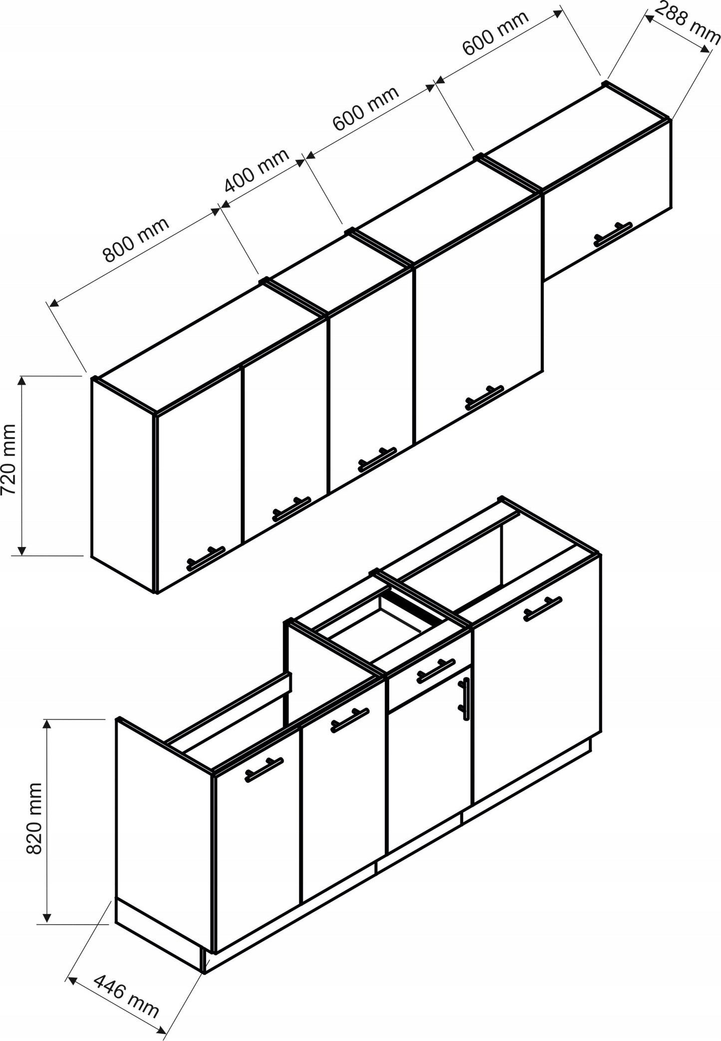Virtuve ALDO 240 cm melns - N1 Home