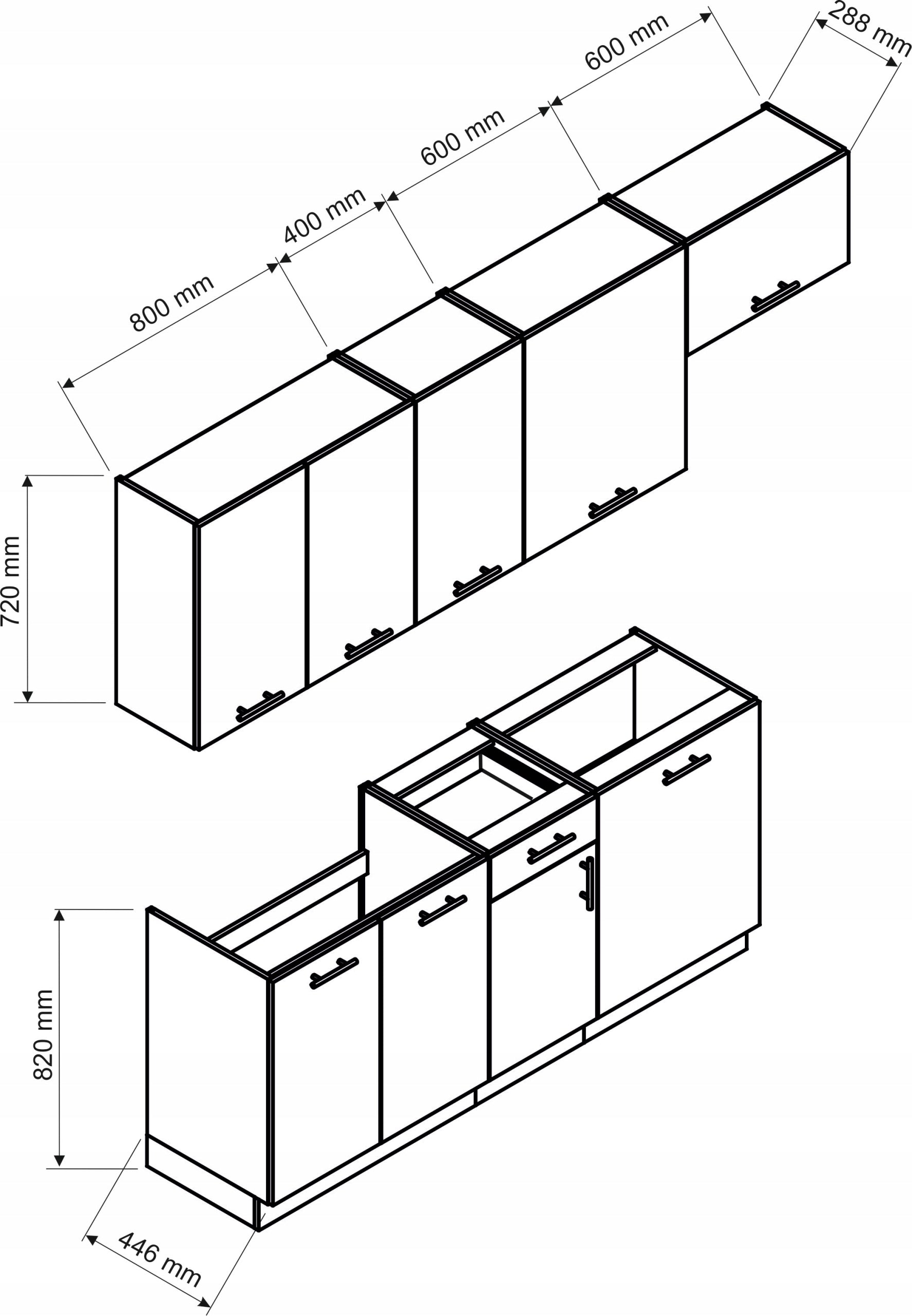Virtuve ALDO 240 cm melns - N1 Home