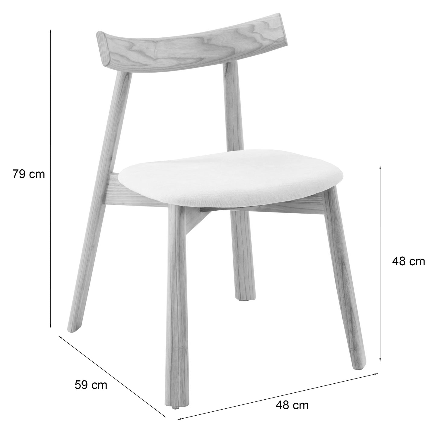 Krēsls Delis 79/48/59 cm krēms/ozols - N1 Home