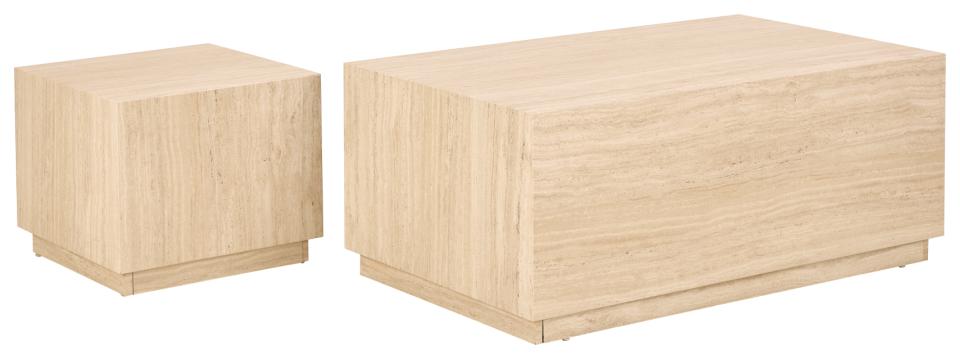 Kafijas galds Dia 100x60x42 cm; 44x44x38 cm travertīns - N1 Home