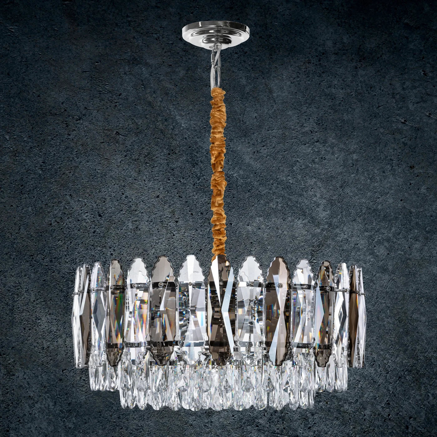 Lustra Nel ar piekārtiem kristāliem, regulējams augstums,60 x 150 cm, zelts - N1 Home