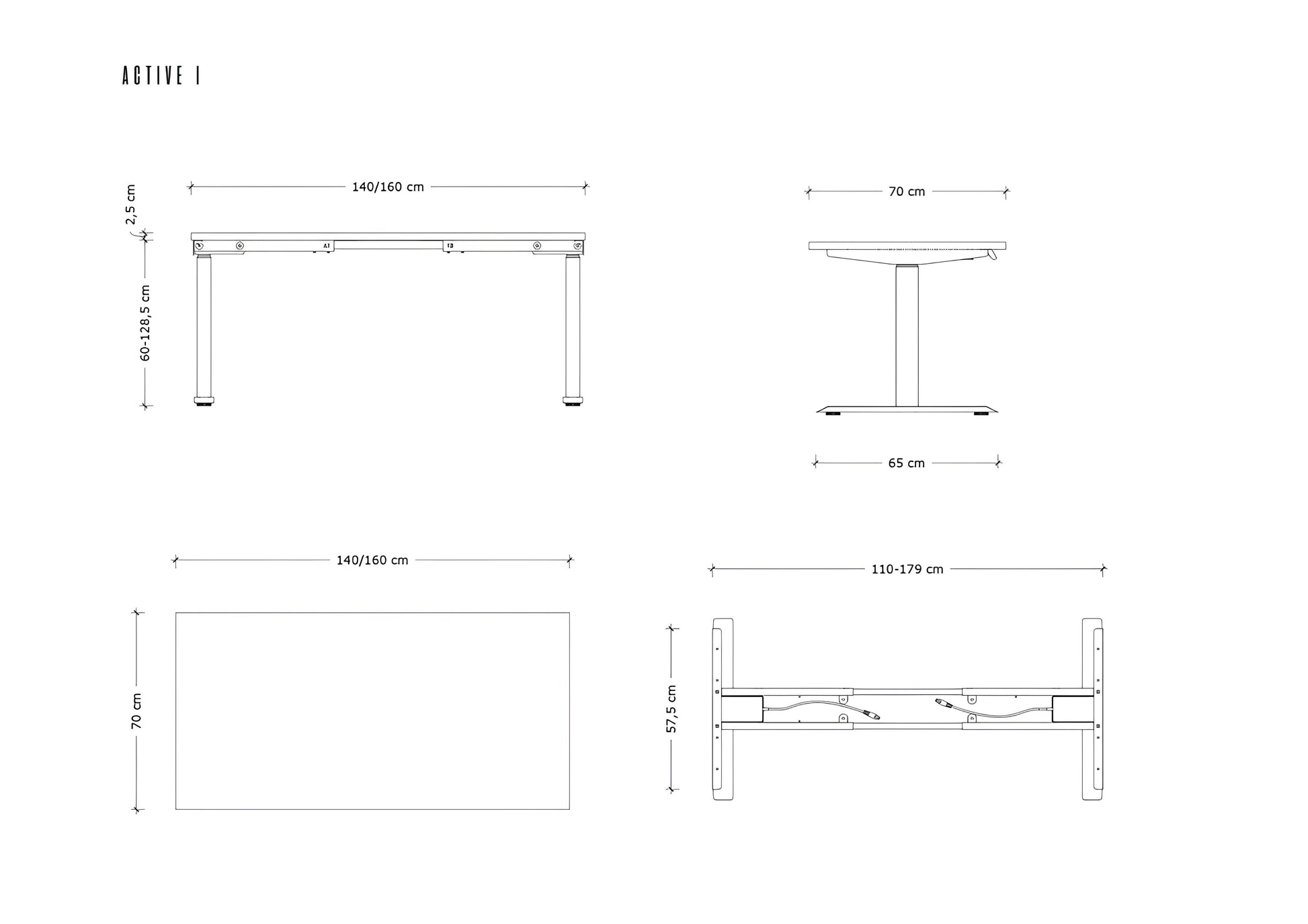 Galds Aktiva I 140;160/70 cm melns/balts - N1 Home