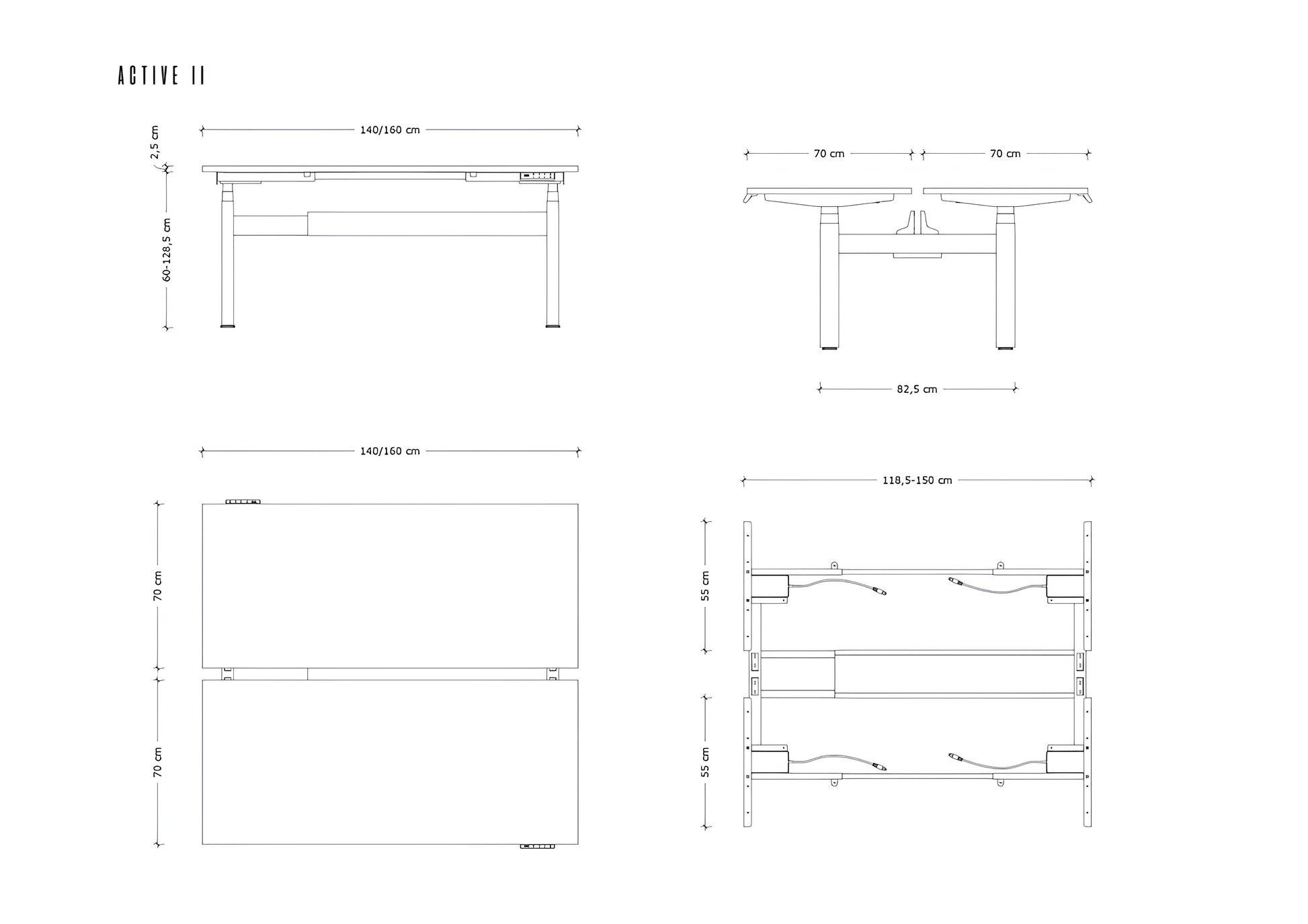 Galds Aktiva II 140; 160/70 cm balts/balts - N1 Home