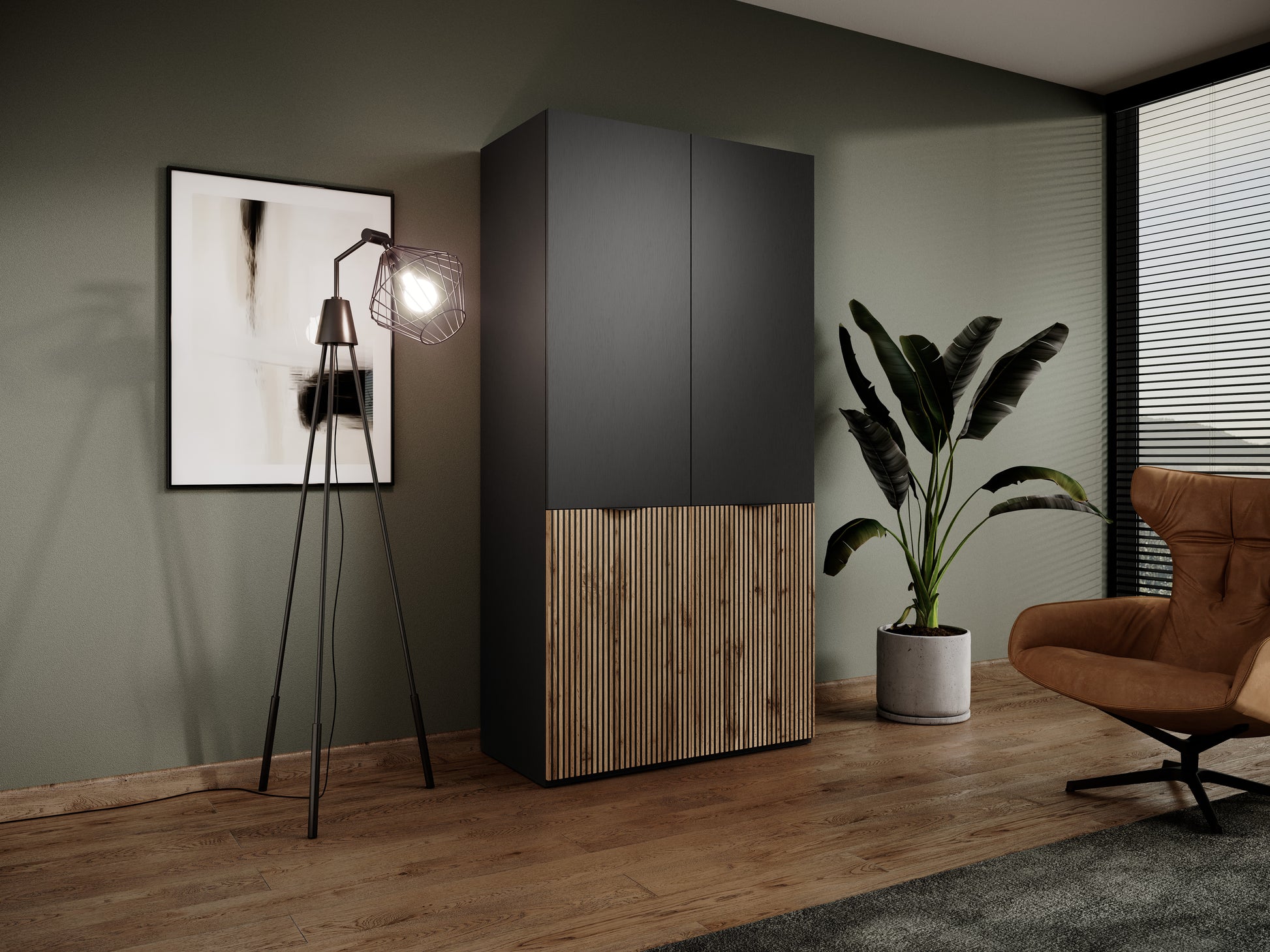 Skapis KOTO 101/200/51 melms/ozols - N1 Home