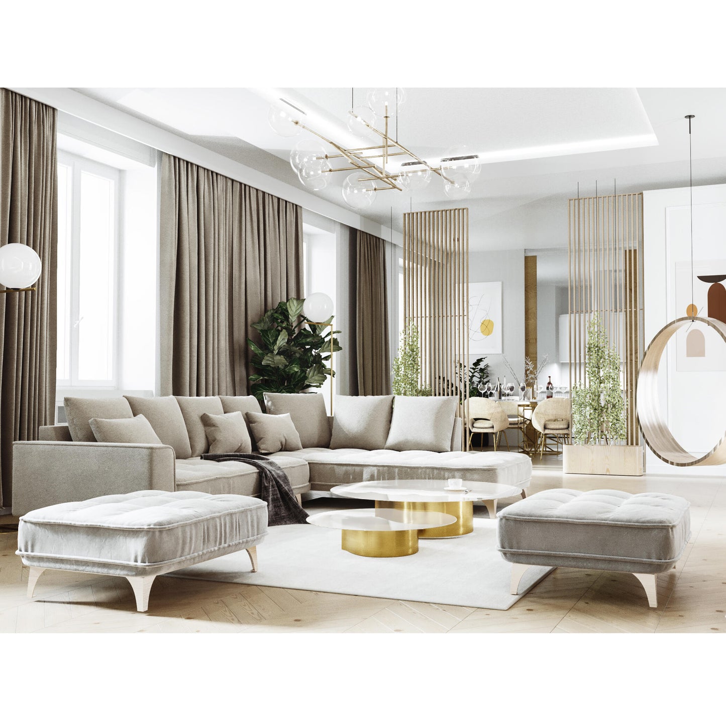 Dīvāns Belavio Befame 150-185/256-288/175-210 cm zils