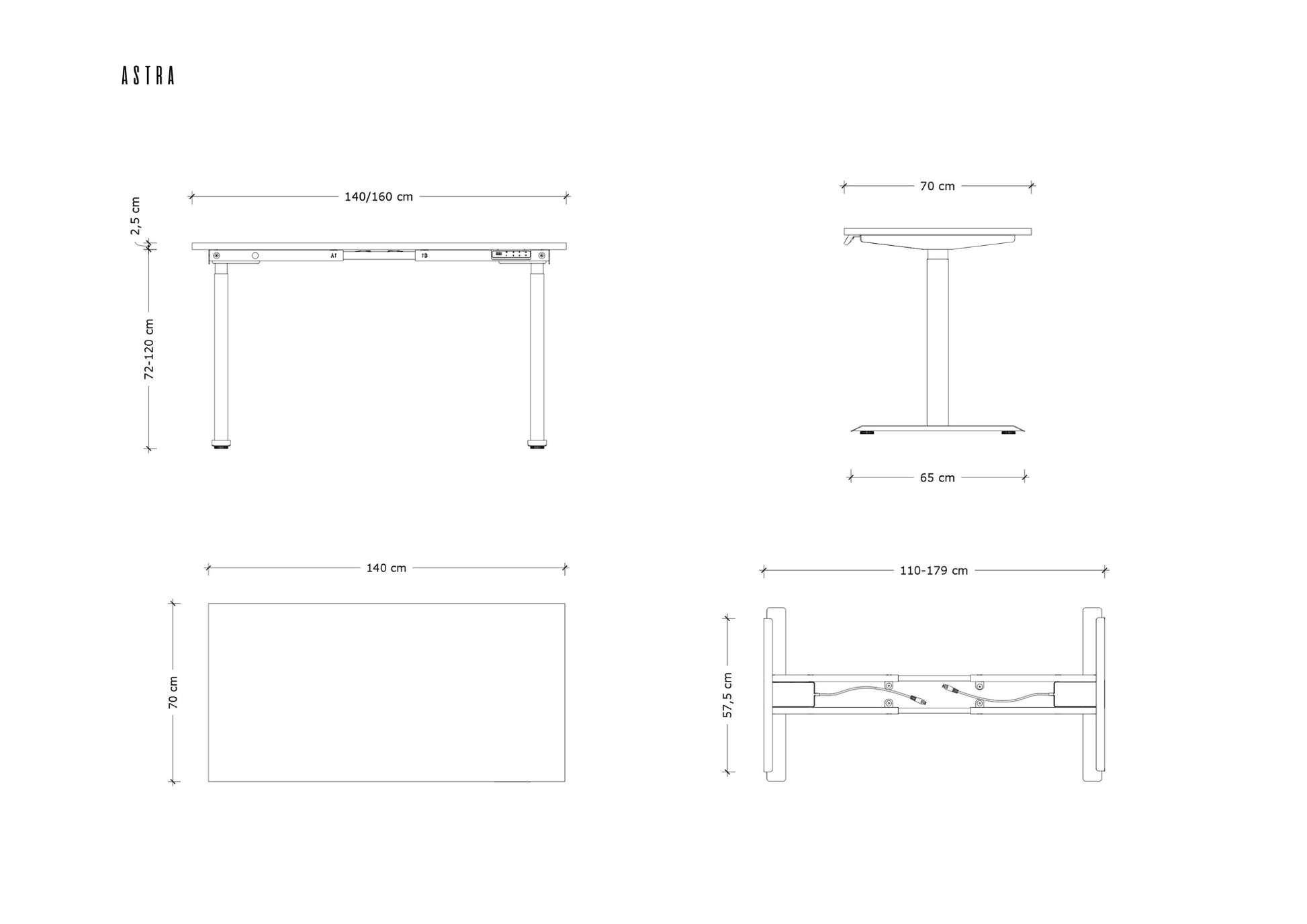 Galds Astara 140;160/70 cm pelēks/balts - N1 Home