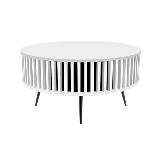 DOLI apaļš kafijas galdiņš ar līstēm 90 cm, balts - N1 Home