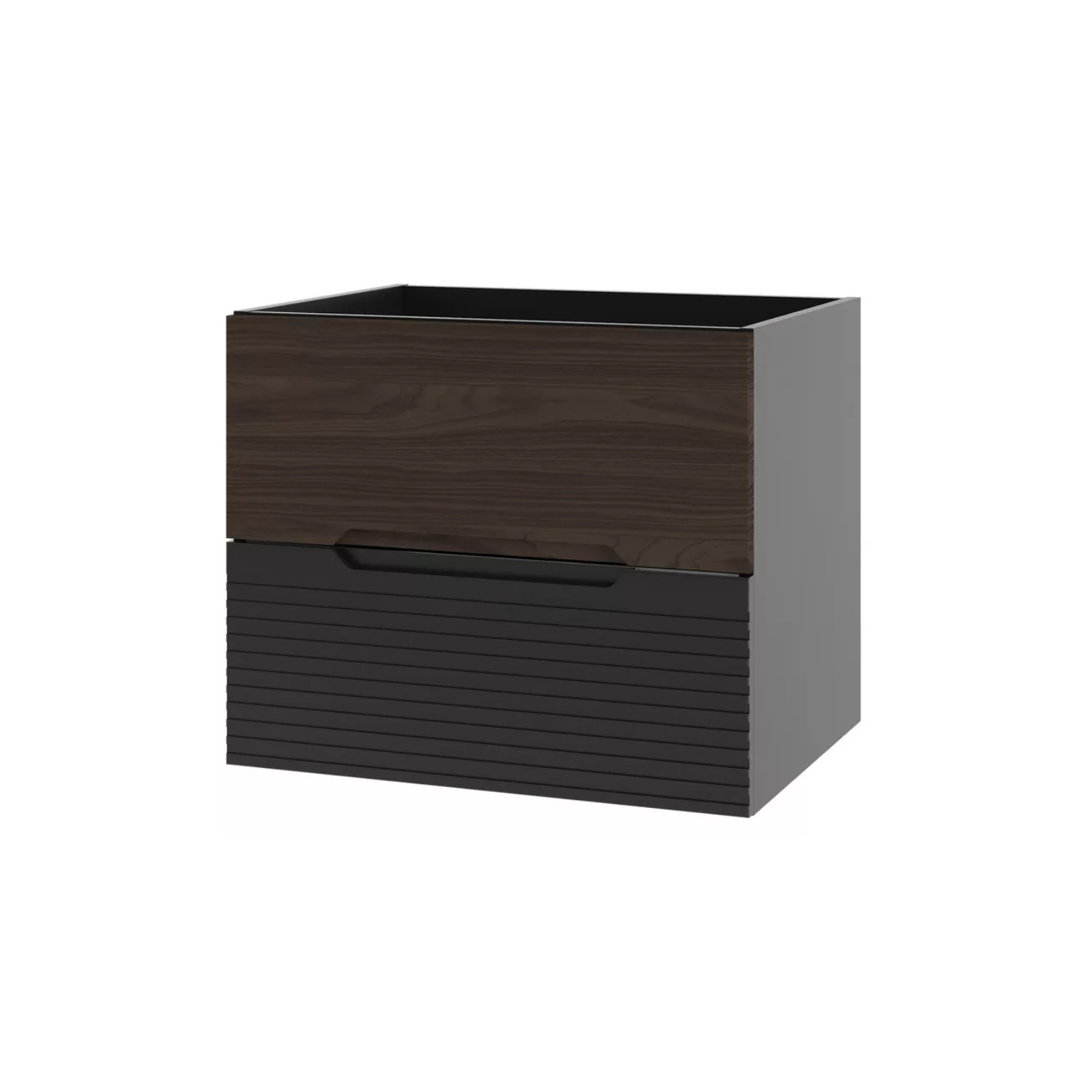 VELAV Izlietnes skapis, 60 cm, rievota priekšpuse, matēts melns/valrieksts - N1 Home