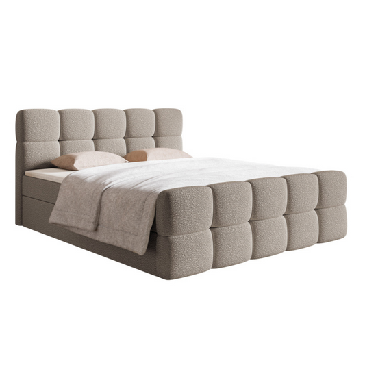 CLOD Kontinentālā gulta 140/160/180x200 cm ar konteineriem, pelēka un smilškrāsa - N1 Home