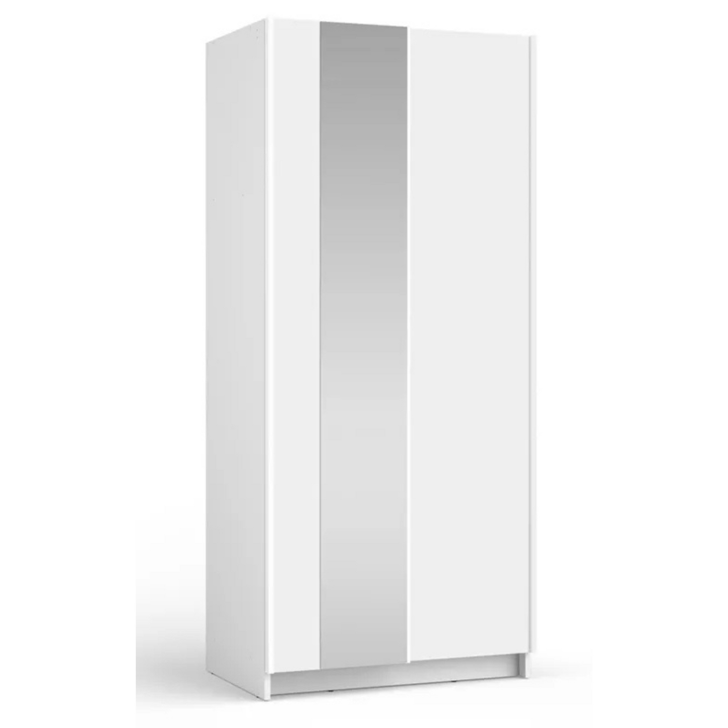 DIAFO Divdurvju bīdāmais skapis ar spoguli, 80 cm, balts - N1 Home