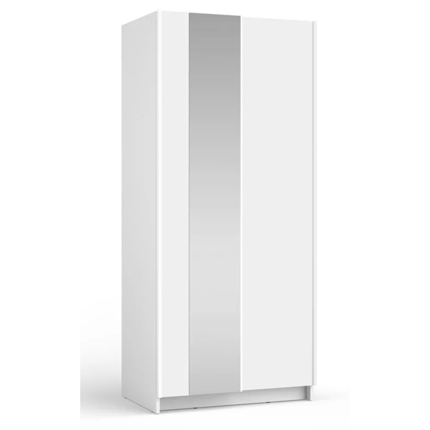 DIAFO Divdurvju bīdāmais skapis ar spoguli, 80 cm, balts - N1 Home