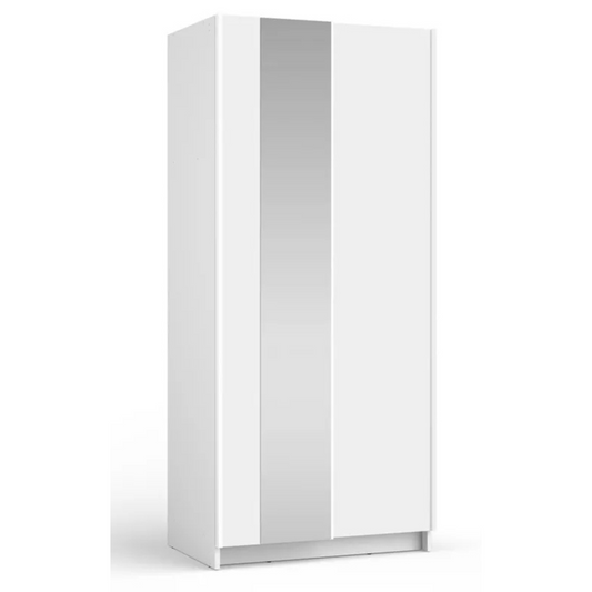 DIAFO Divdurvju bīdāmais skapis ar spoguli, 80 cm, balts - N1 Home