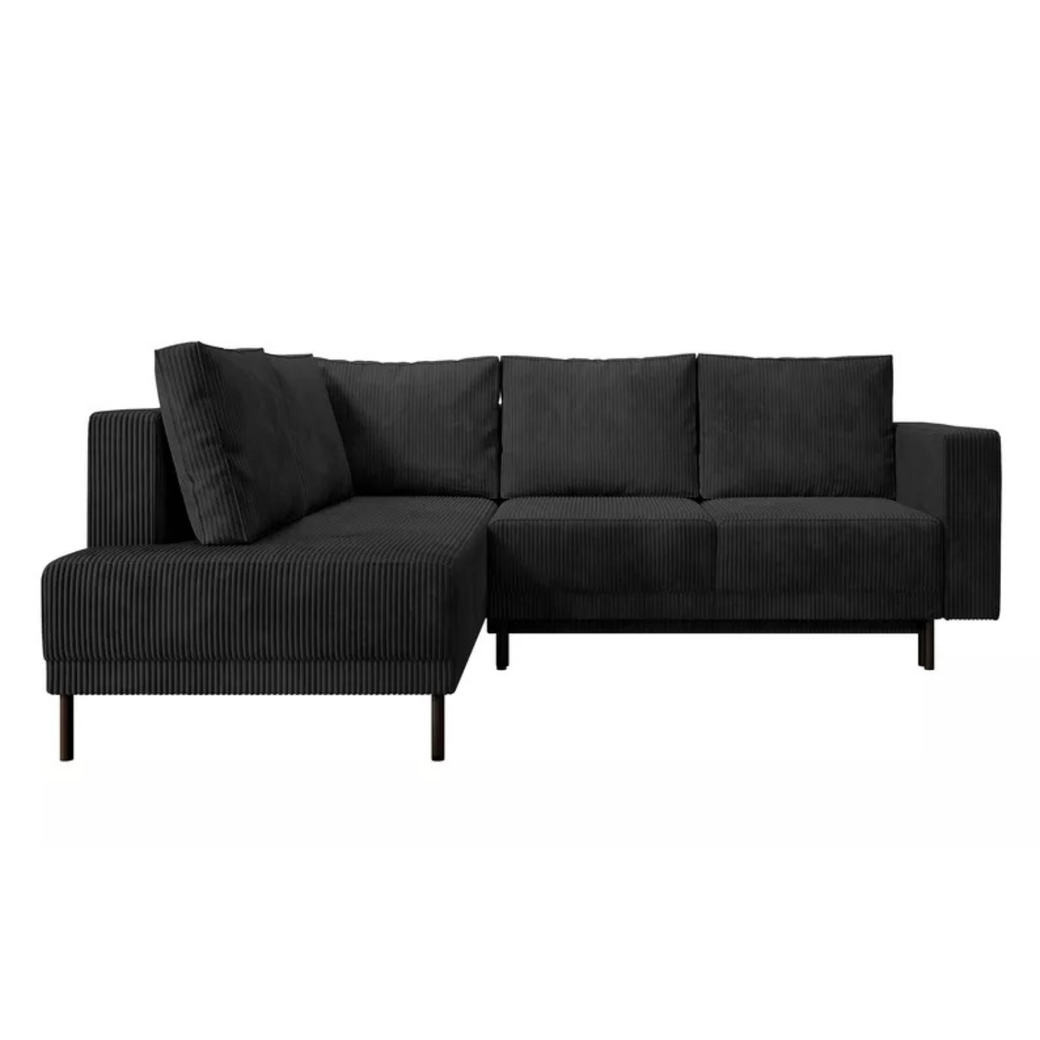 RIO Stūra dīvāns ar gulēšanas funkciju, ar konteineru, melns velvets, kreisa/laba puse - N1 Home