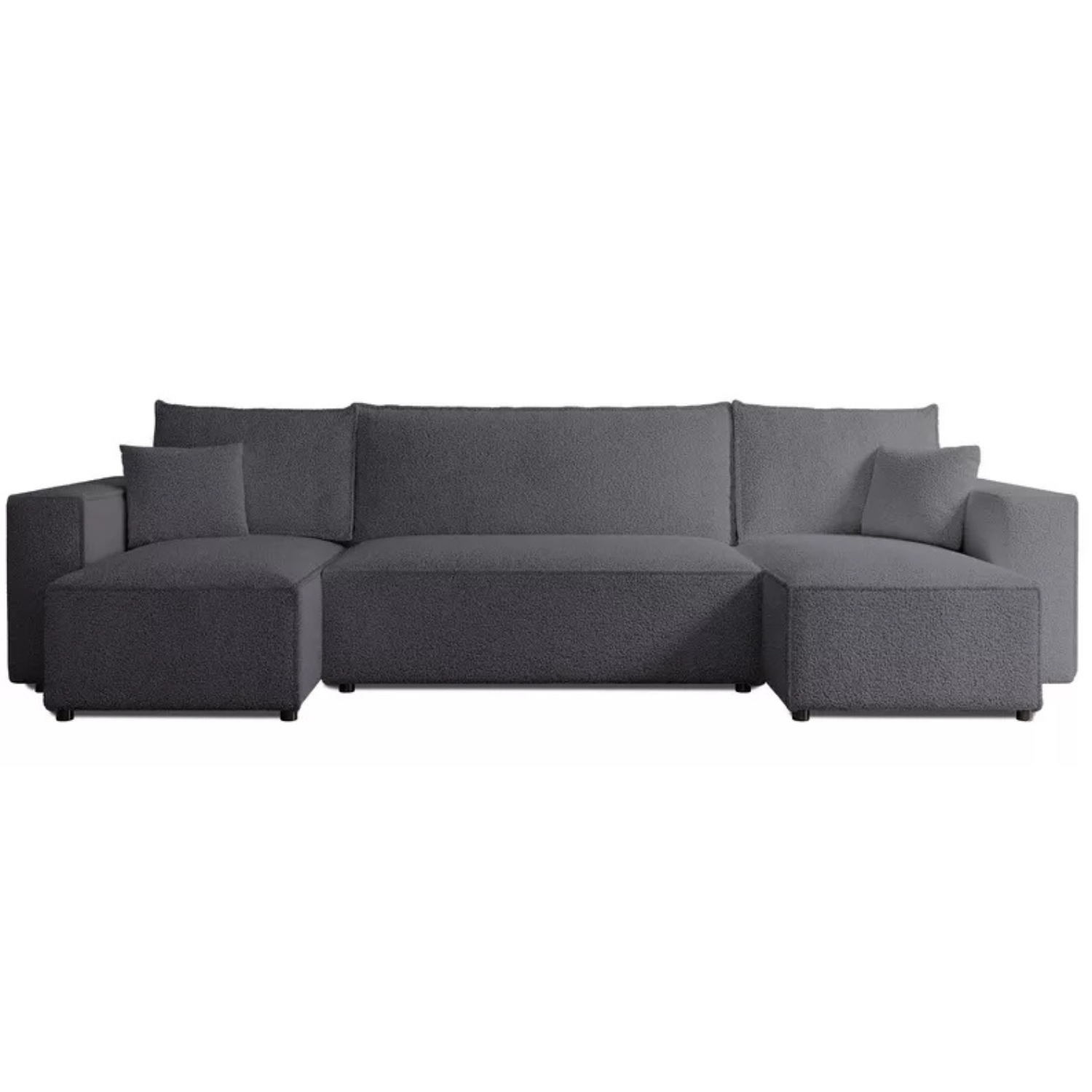 CARLO U-veida stūra dīvāns ar gulēšanas funkciju, ar konteineri, universāls, tumši pelēks bukle - N1 Home