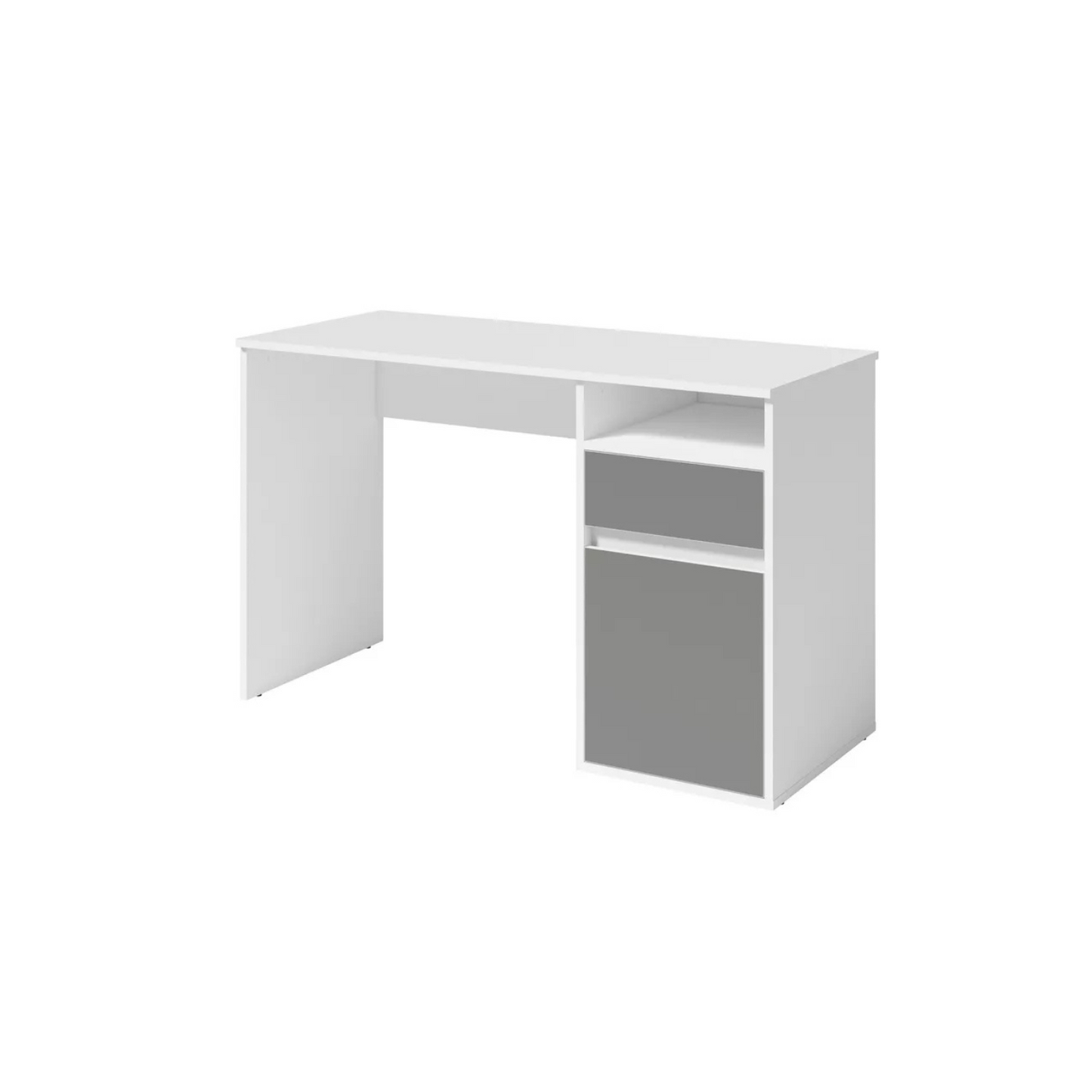 CILA Rakstāmgalds ar atvilktni un skapi 120 cm, balts / grafīts - N1 Home