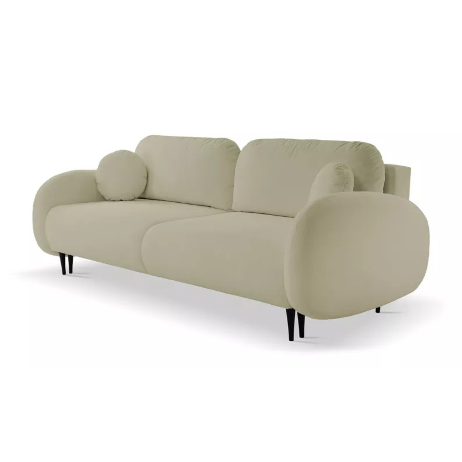 FRABA Izvelkamais dīvāns ar gulēšanas funkciju, veļas konteineru, smilškrāsas velvets - N1 Home