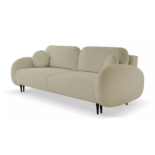 FRABA Izvelkamais dīvāns ar gulēšanas funkciju, veļas konteineru, smilškrāsas velvets - N1 Home