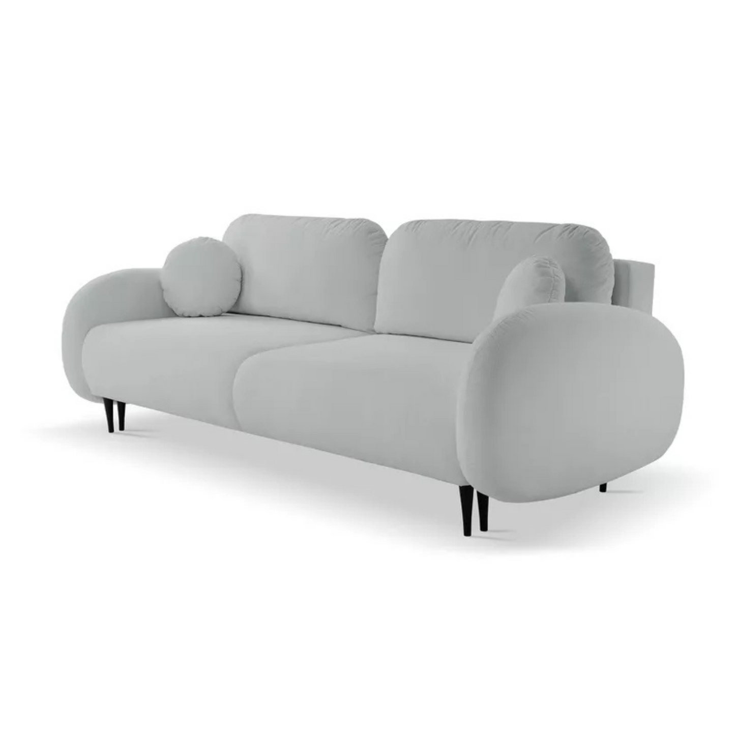 FRABA Izvelkamais dīvāns ar gulēšanas funkciju, veļas konteineru, gaiši pelēks velvets - N1 Home