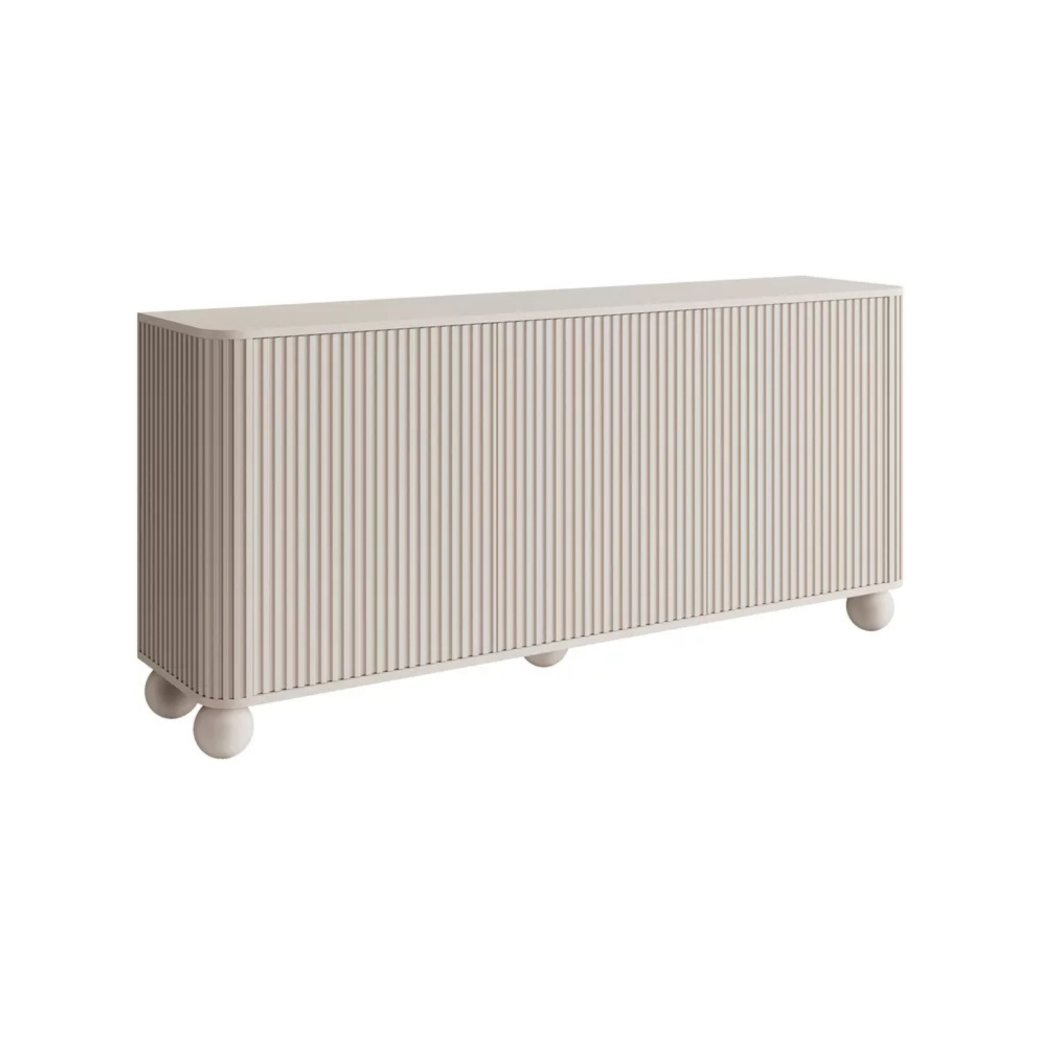 VELLORE Kumode ar rievām, trīsdurvis, 163 cm, uz kruķu kājiņām, pelēki bēšs - N1 Home