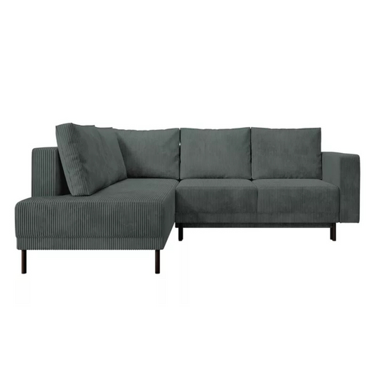 RIO Stūra dīvāns ar gulēšanas funkciju, ar konteineru, pelēks velvets, kreisa/laba puse - N1 Home